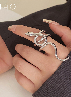 灵动魅惑 甜酷复古辣妹灵蛇可调节个性戒指 小众时尚设计感指环潮