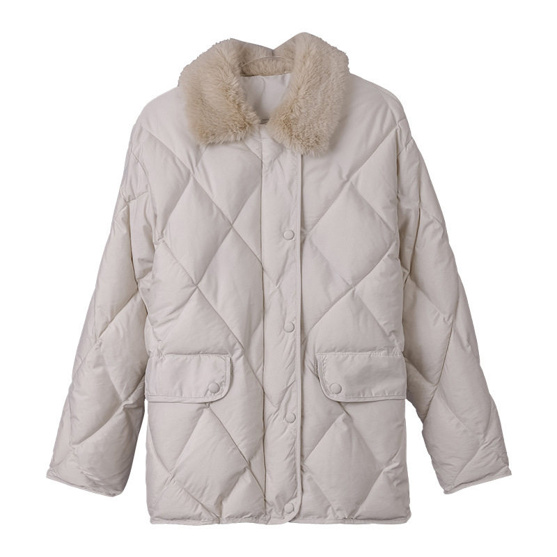 菱格毛领2021冬季韩版宽松气质棉服 淮慕霏棉衣/棉服