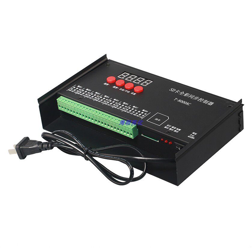 t8000ac幻彩可编程控制器8口输出led全彩同步控制器外露灯控制器