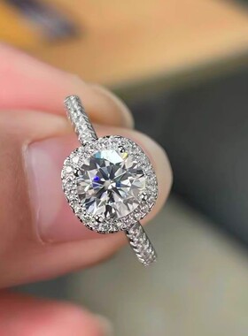 小方糖一克拉戒指银首饰求婚钻戒专柜胖东来同款莫桑钻女款送女友