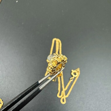 中古首饰复古女士k18镀金锁骨链vintage国外回流