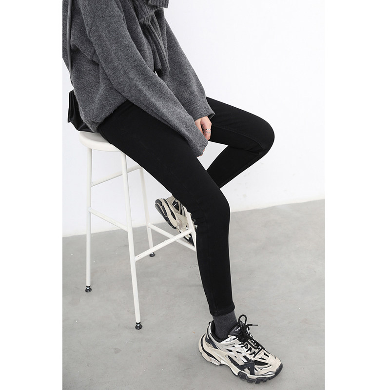 孕妇烟灰色小脚牛仔裤子春装打底裤 布衣妈咪孕妇铅笔裤