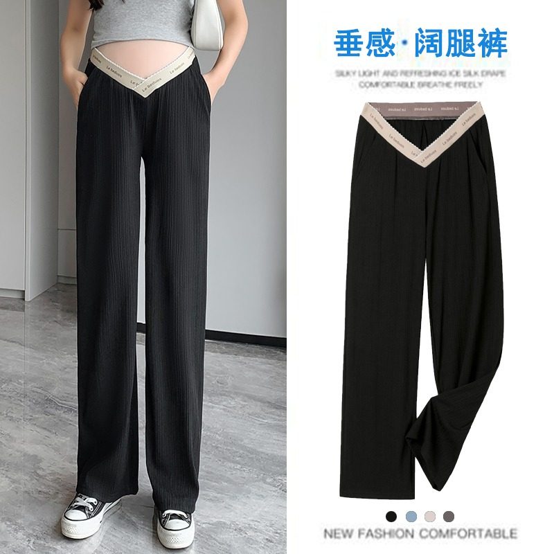 孕妇低腰阔腿裤子春秋季外穿打底裤 布衣妈咪孕妇阔腿裤