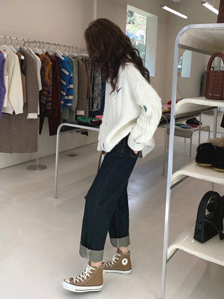 孕妇卷边直筒牛仔裤子九分打底裤 布衣妈咪孕妇直筒裤