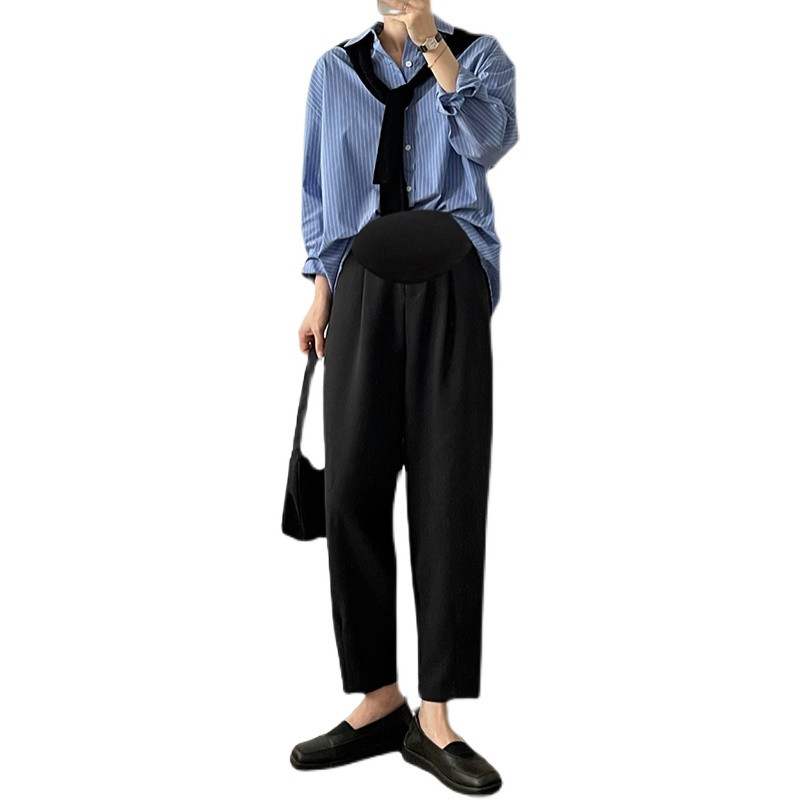 孕妇烟管九分春秋季外穿裤西装裤子 布衣妈咪孕妇阔腿裤