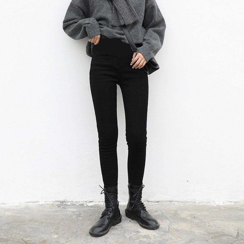 孕妇烟灰色小脚牛仔裤子春装打底裤 布衣妈咪孕妇铅笔裤