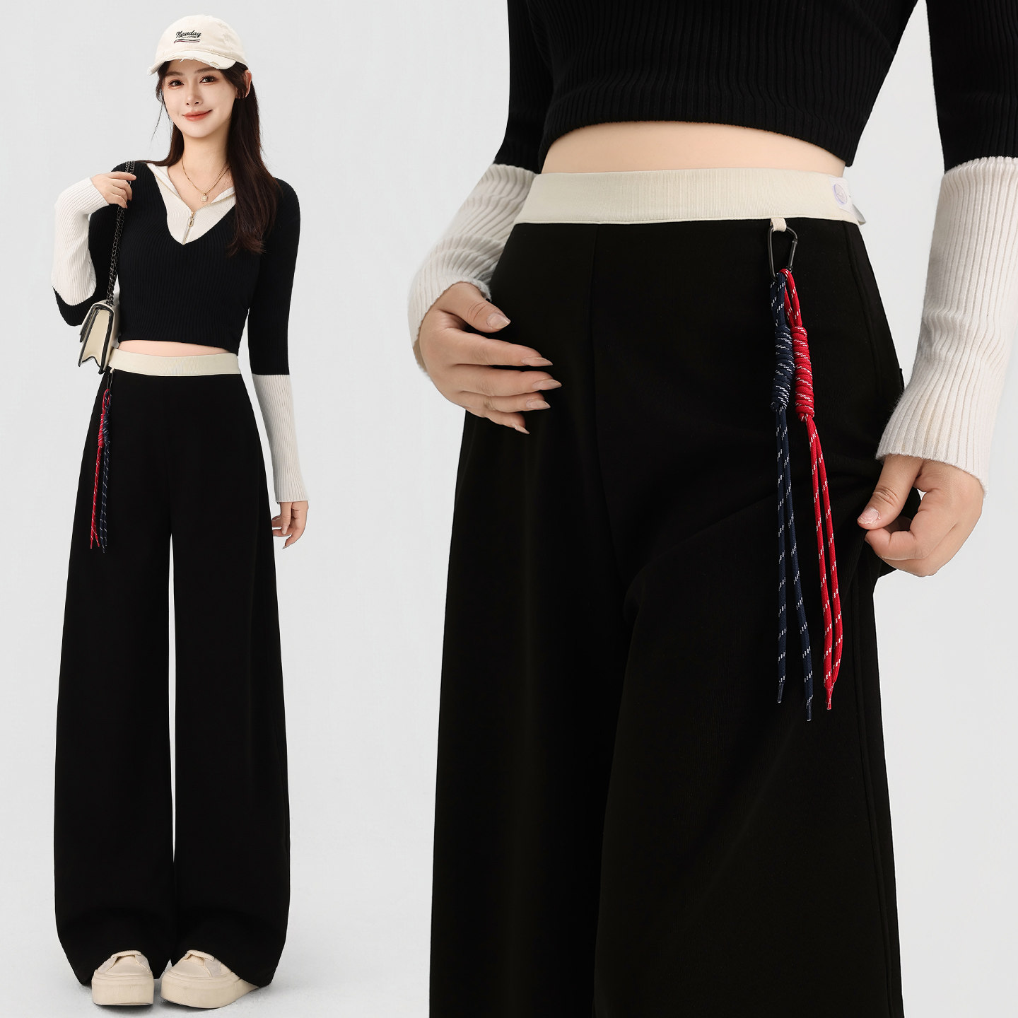 无托腹孕妇阔腿裤子冬季2025新款外穿不勒肚子休闲直筒拖地裤秋装,淘宝优惠券,粉丝福利购,淘宝优惠卷