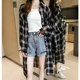 Sun protection retro Hong Kong style thin coat plaid shirt