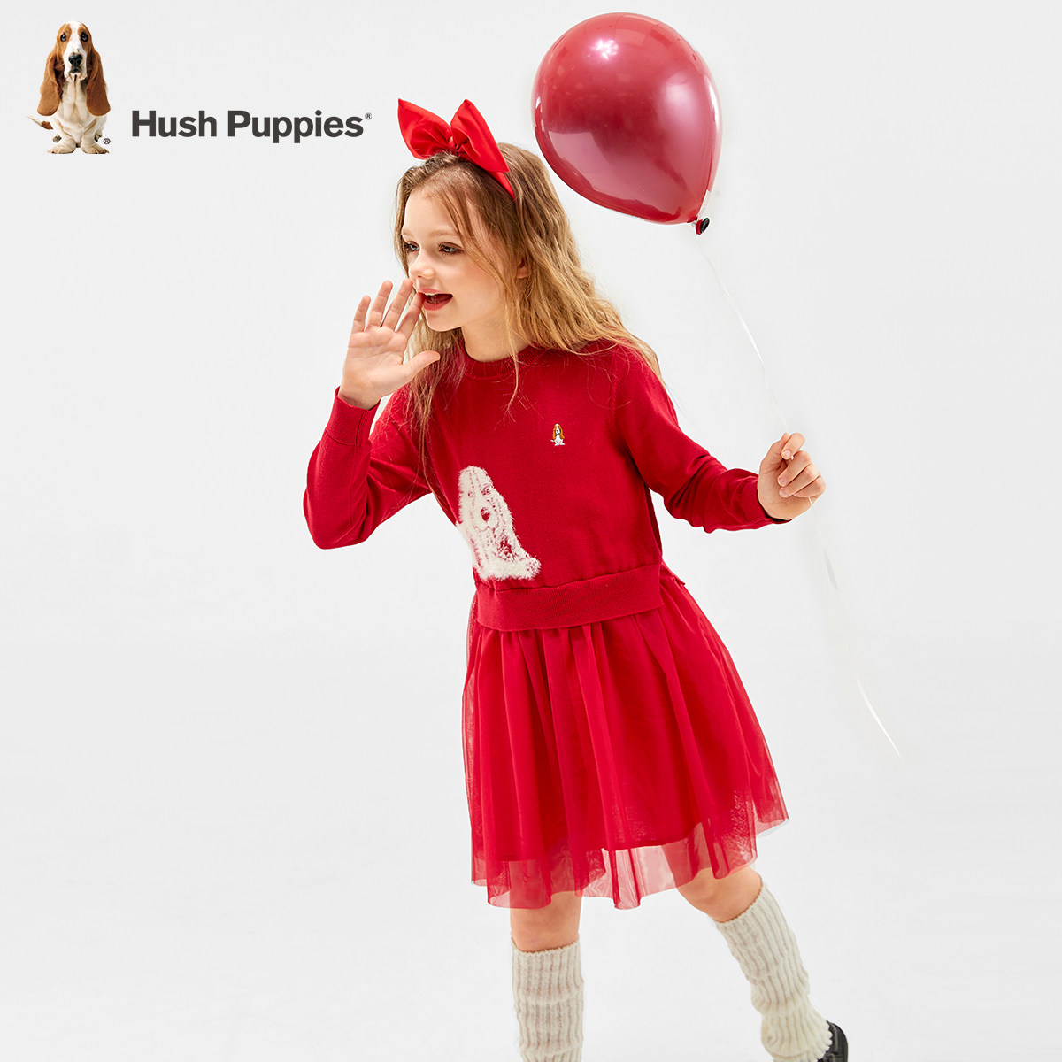 暇步士童装女童连衣裙春装新款大童红色卡通长袖裙儿童休闲裙子,淘宝优惠券,粉丝福利购,淘宝优惠卷