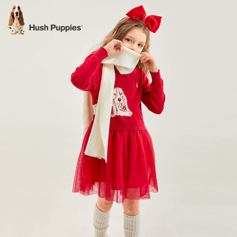 暇步士童装女童连衣裙春装新款大童红色卡通长袖裙儿童休闲裙子,淘宝优惠券,粉丝福利购,淘宝优惠卷