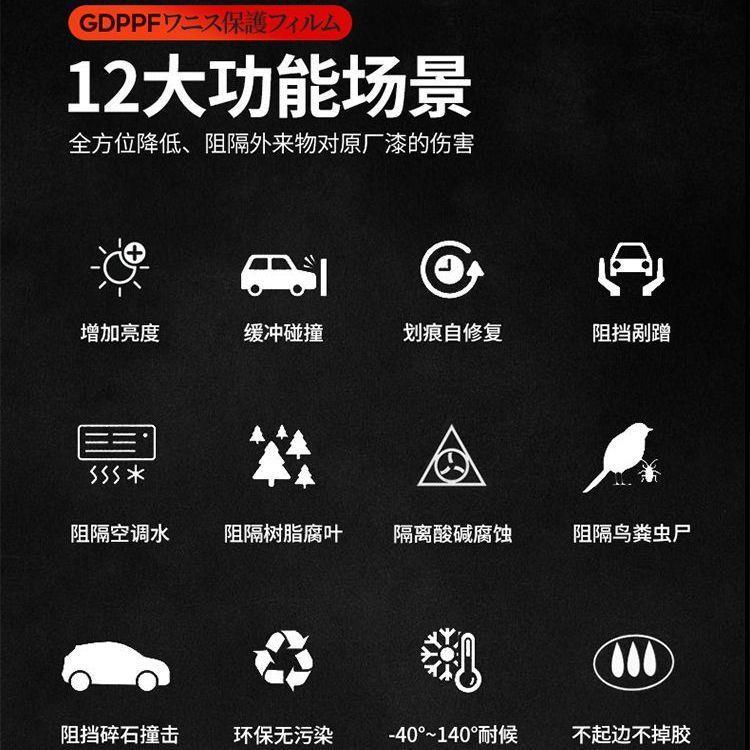 GDPPF进口TPU隐形车衣全车贴膜防剐蹭高增亮透明汽车漆面保护膜 - 图0
