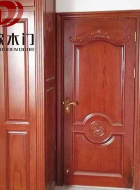 实木门别墅房间卧室实木门雕花工艺房间隔音原木门中式可设计