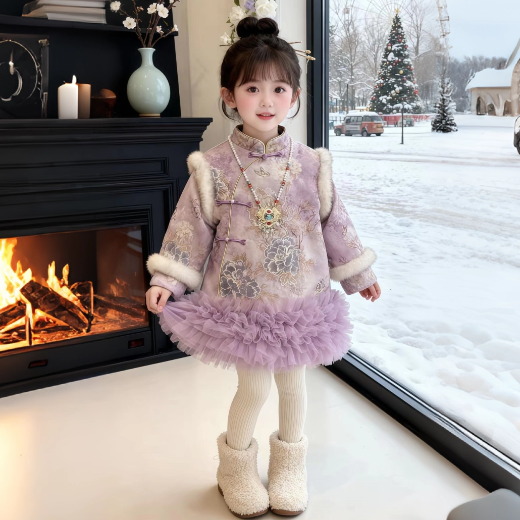 女童拜年冬季汉服2025新款儿童中国加厚宝宝新年旗袍唐装冬装古风,淘宝优惠券,粉丝福利购,淘宝优惠卷