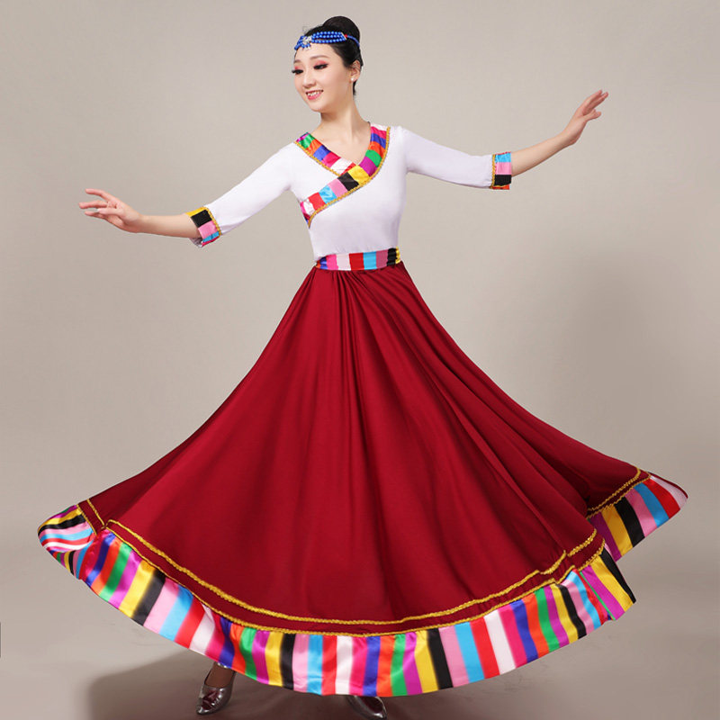 卓思蔻半身藏族舞蹈服装练习裙 卓思蔻民族服装/舞台装