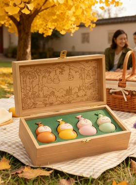 实木卡通动物收纳盒桌面摆件