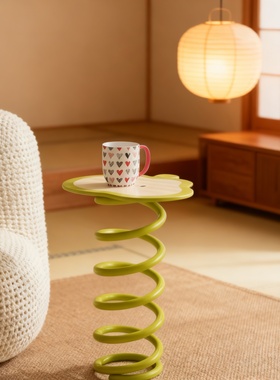 客厅轻奢弹簧造型金属边几