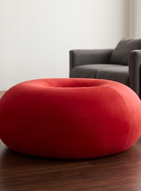 红色圆形绒布懒人沙发椅摆件