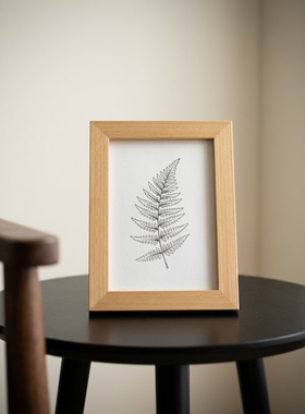 小众植物叶子木质摆台相框