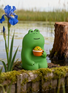卡通绿色青蛙桌面收纳摆件