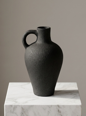 黑色陶瓷花瓶简约客厅玄关摆件