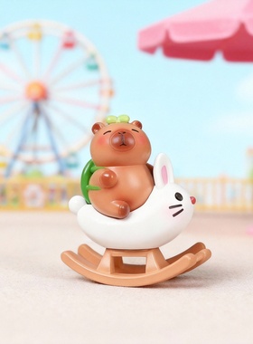 可爱小熊摇马木质桌面摆件
