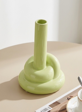 创意手工陶瓷绿色家居烛台摆件