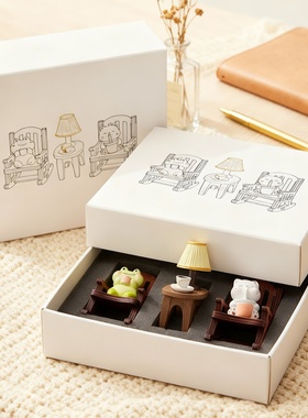 创意卡通动物桌面装饰摆件礼盒