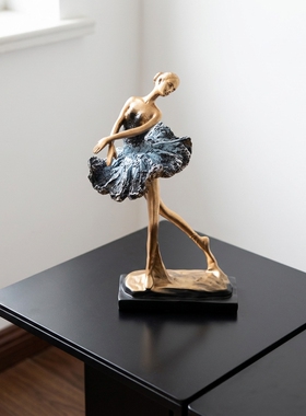 创意金色芭蕾舞者雕塑摆件