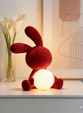 高级感心动兔子小夜灯摆件