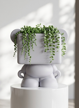 创意熊猫造型可爱花盆摆件