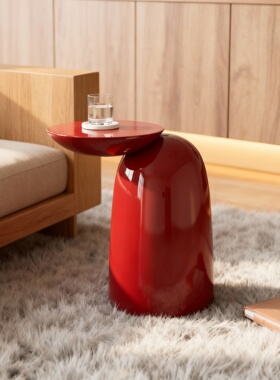 现代简约设计师款红色玻璃边几