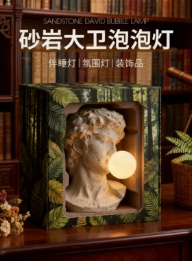砂岩大卫头像复古泡泡灯摆件