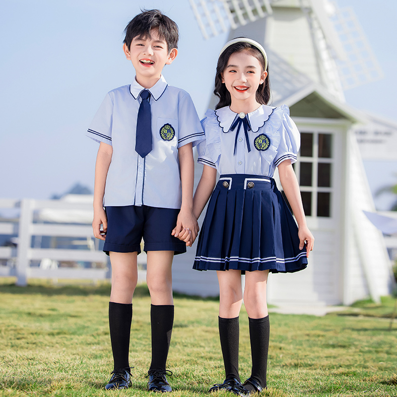 小学生校服班服套装幼儿园园服夏季儿童英伦风夏装演出毕业照服装-图3