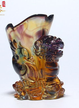 琉璃水晶笔筒教师节办公室桌面