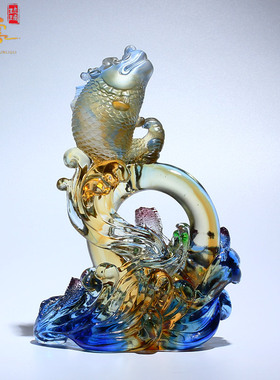 琉璃招财翱翔成龙摆件
