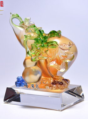 镇宅招财贺寿玻璃轻奢风葫芦摆件