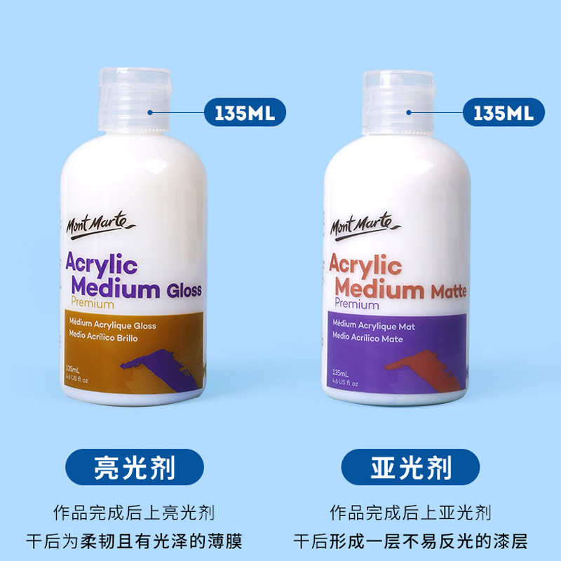 蒙玛特丙烯颜料调和液亮光剂透明保护漆亚光助剂底涂绘画 媒介丙烯颜料塑型膏糙肌理结构胶树脂画材底料60ml,淘宝优惠券,粉丝福利购,淘宝优惠卷