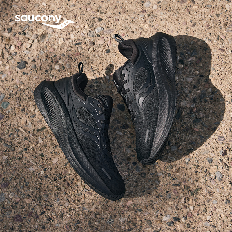 Saucony索康尼新款SURGE澎湃3男女跑步鞋减震舒适黑色运动慢跑鞋 - 图1