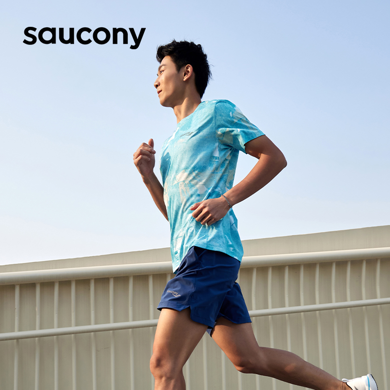 Saucony索康尼夏季官方正品男子透气吸湿T恤短袖跑步休闲运动凉感 - 图0