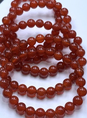 爆款天然A货红玛瑙手链DIY百搭艳红色玛瑙玉髓散珠成品批发