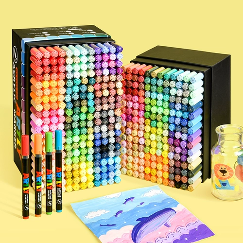 Акрил, художественный маркер, кисть, акварель, мелки на водной основе для рисования, канцтовары, подарочная коробка, комплект, цветные карандаши, полный комплект, 240 цветов, граффити, 196 цветов