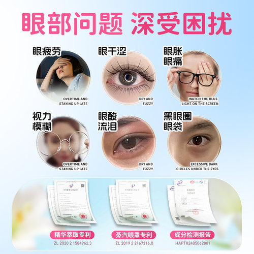 蒸汽眼罩缓解疲劳眼睛热敷学生睡眠遮光发热护眼贴加热蒸手叶黄素 - 图0