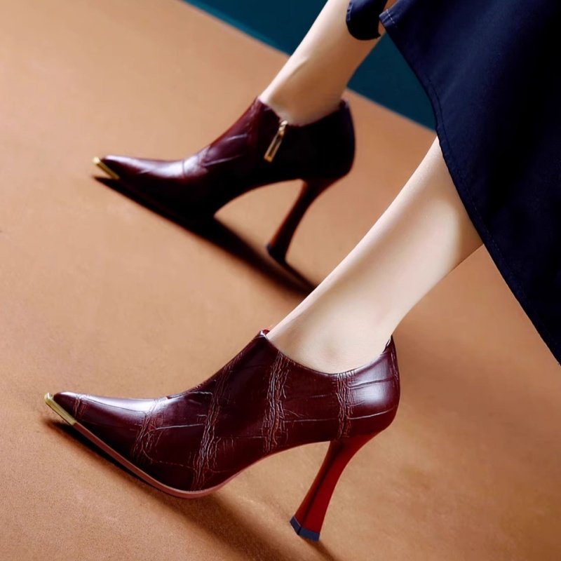 金属尖头超高跟鞋女2026年新款英伦风百搭职业及踝靴深口细跟单鞋,淘宝优惠券,粉丝福利购,淘宝优惠卷