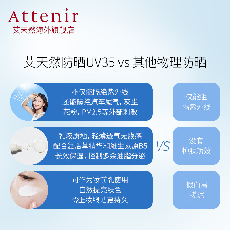 attenir艾天然日本进口全效隔离霜 ATTENIR艾天然海外防晒霜