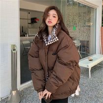 Chessboard Grid Cotton Jacket Woman 2023 Winter New Mori Tie Down Bread Suits Korean version Loose Cotton Clothing Tide