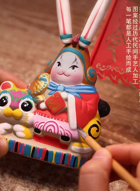 北京兔爷泥塑摆件龙年礼物送老外