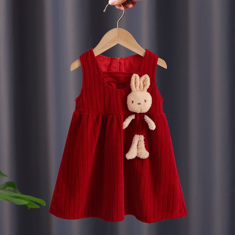 女宝衣服洋气时髦女童装秋装连衣裙加绒网红套装女宝宝洋气儿童20-图0