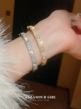 韩国锆石花朵手镯小众时尚简