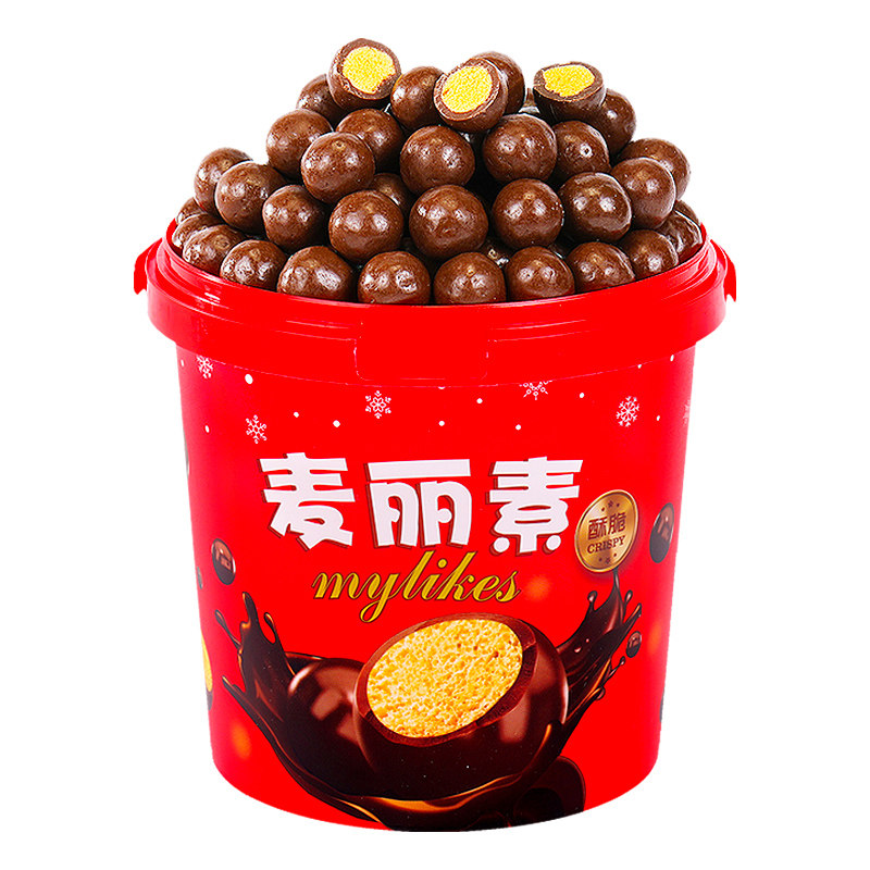 巧嘴狐桶装黑巧克力球网红品麦丽素 俊翡食品巧克力冻品/低温巧克力