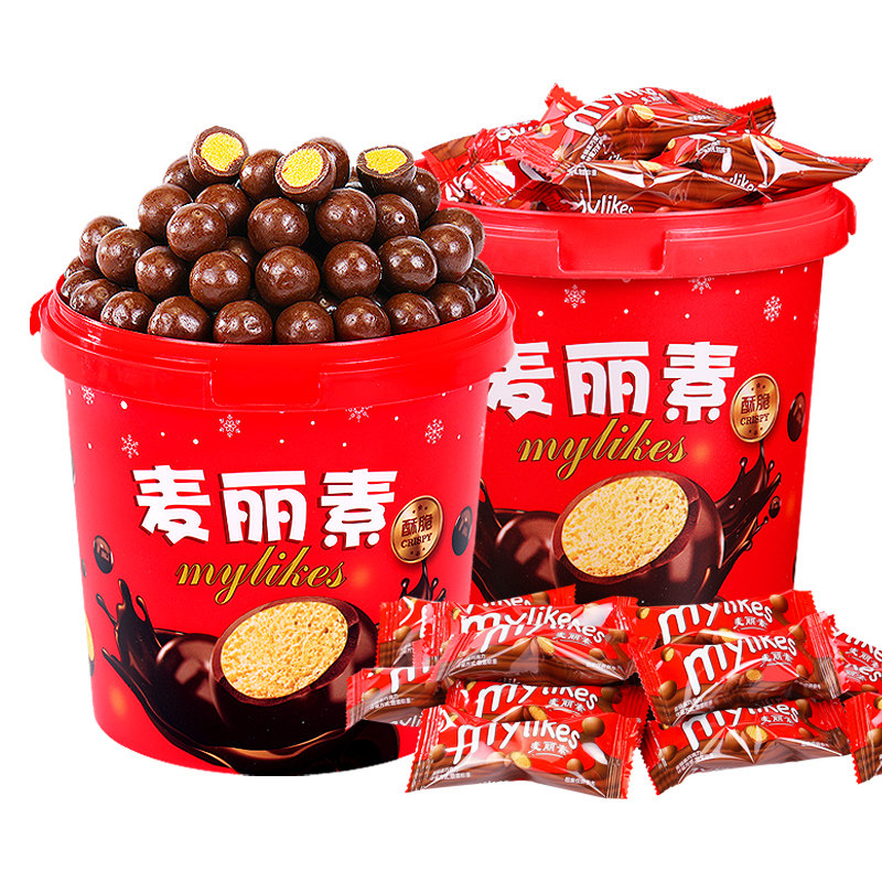 巧嘴狐桶装黑巧克力球网红品麦丽素 俊翡食品巧克力冻品/低温巧克力